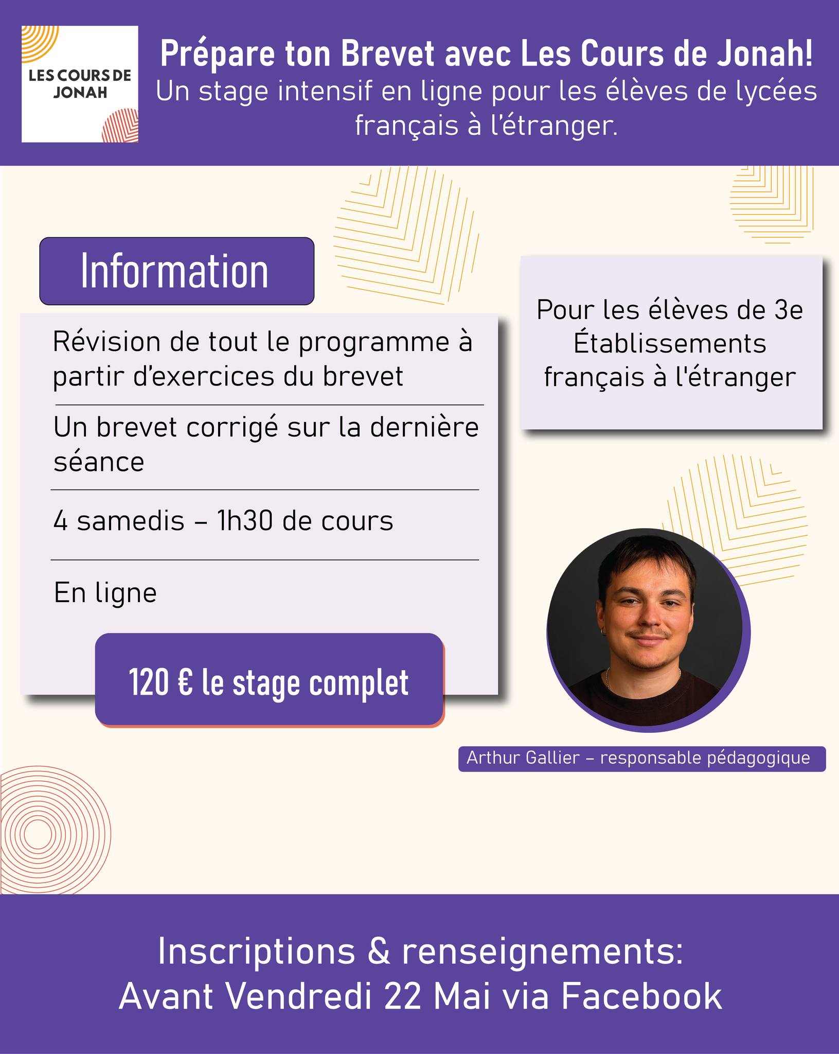 Affiche du stage de préparation au Brevet